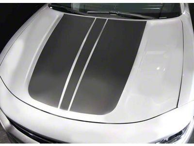 Hood Accent Decals Stripes; Matte Black (15-18 Charger)