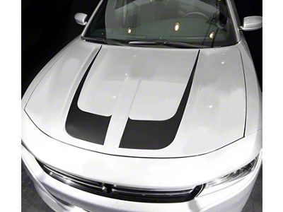 Hood Accent Decals Stripes; Matte Black (15-18 Charger)