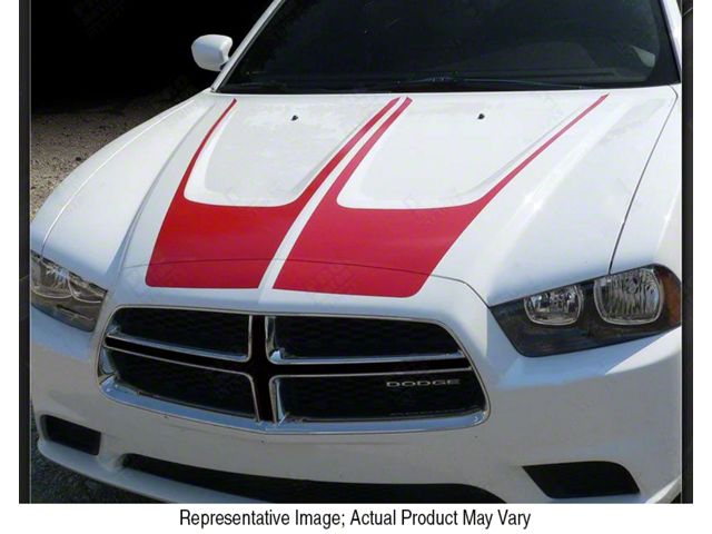 Hood Accent Scallop Crown Stripes; Gloss Black (11-14 Charger)