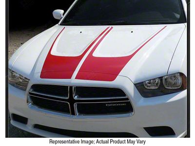 Hood Accent Scallop Crown Stripes; Gloss Black (11-14 Charger)