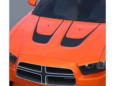 Hood Accent Scallop Stripes; Gloss Black (11-14 Charger)