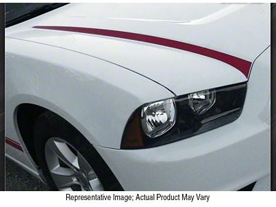 Hood Accent Side Spear Stripes; Gloss Black (11-14 Charger)