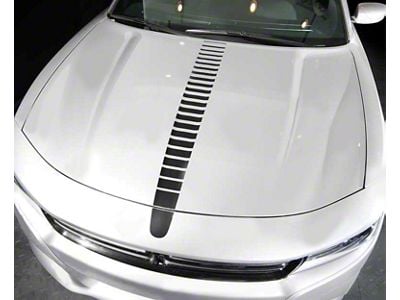 Hood Center Accent Decal Stripe; Gloss Black (15-18 Charger)