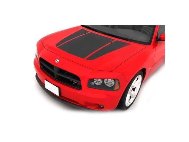 Hood Graphic Accent Stripes; Gloss Black (06-10 Charger)