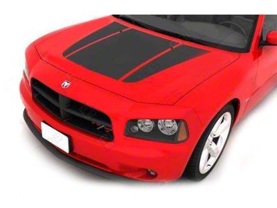 Hood Graphic Accent Stripes; Gloss Black (06-10 Charger)