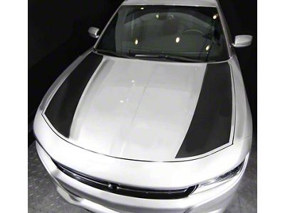 Hood Side Accent Decals Stripes; Matte Black (15-18 Charger)