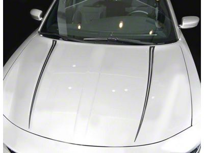 Hood Spear Accent Decals Stripes; Gloss Black (15-18 Charger)