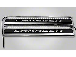 Illuminated Carbon Fiber Front Door Sills with Charger Lettering; White (15-23 Charger)
