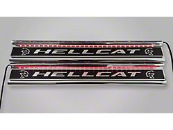 Illuminated Carbon Fiber Front Door Sills with Hellcat Lettering; Red (15-23 Charger)