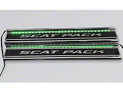 Illuminated Carbon Fiber Front Door Sills with Scat Pack Lettering; Green (15-23 Charger)