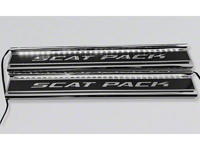 Illuminated Carbon Fiber Front Door Sills with Scat Pack Lettering; White (15-23 Charger)