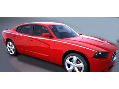 Javelin Full Length Side Stripes; Gloss Black (15-18 Charger)