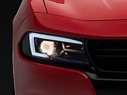 LED Bar Projector Headlights; Black Housing; Clear Lens (15-23 Charger w/ Factory Halogen Headlights)