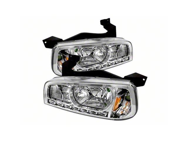 LED Crystal Headlights; Chrome Housing; Clear Lens (06-10 Charger w/ Factory Halogen Headlights)