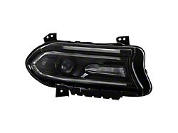 LED DRL Halogen Headlight; Black Housing; Clear Lens; Passenger Side (15-19 w/o Factory HID Headlights)