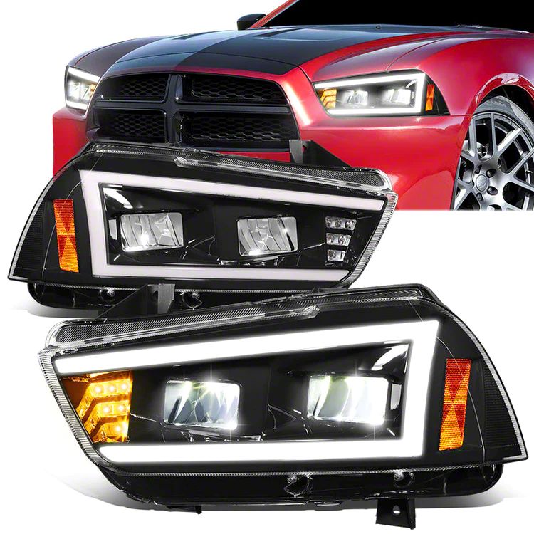 Charger LED DRL Headlights; Black Housing; Clear Lens (1114 Charger w