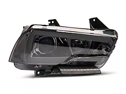 LED DRL Projector Headlights with Clear Corners; Chrome Housing; Smoked Lens (11-14 Charger w/ Factory Halogen Headlights)