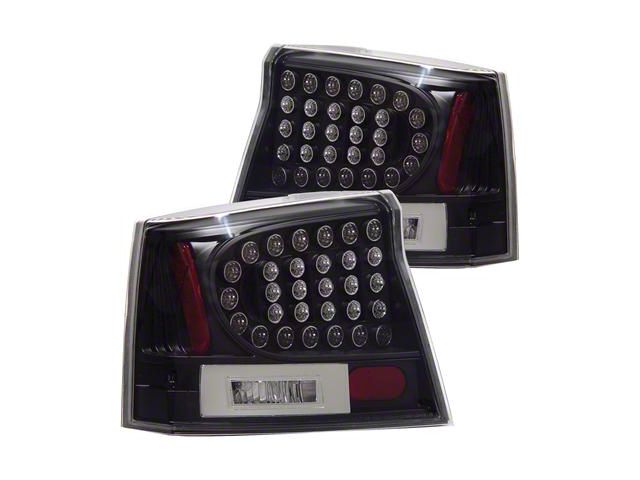 LED Tail Lights; Black Housing; Clear Lens (06-08 Charger)