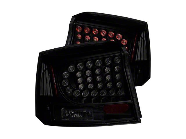 LED Tail Lights; Black Housing; Dark Smoked Lens (06-08 Charger)
