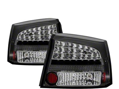 LED Tail Lights; Black Housing; Clear Lens (06-08 Charger)