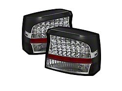 LED Tail Lights; Black Housing; Clear Lens (06-08 Charger)