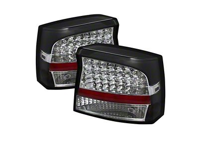 LED Tail Lights; Black Housing; Clear Lens (06-08 Charger)