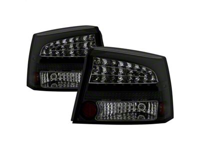 LED Tail Lights; Black Housing; Smoked Lens (06-08 Charger)