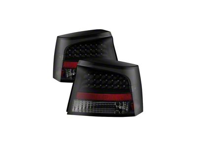 LED Tail Lights; Black Housing; Smoked Lens (06-08 Charger)