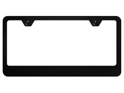 2-Hole Wide Bottom License Plate Frame; Black Powder-Coated Stainless (Universal; Some Adaptation May Be Required)