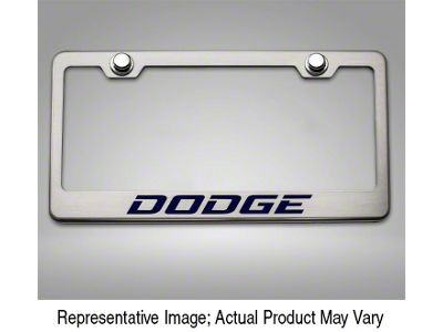 License Plate Frame with Dodge Logo; Synergy Green Solid (Universal; Some Adaptation May Be Required)