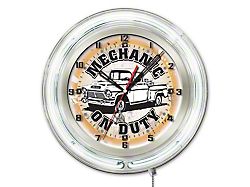 Mechanic on Duty 19-Inch Double Neon Wall Clock