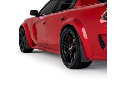 Mud Flaps; Front and Rear; Satin Black Vinyl (20-23 Charger Widebody)