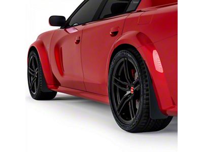 Mud Flaps; Front and Rear; Dry Carbon Fiber Vinyl (20-23 Charger Widebody)