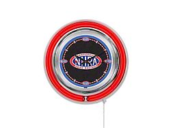 NHRA Double Neon 15-Inch Clock; Red Neon