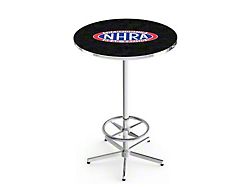 NHRA Drag Racing Pub Table; 42-Inch with 28-Inch Diameter Top; Chrome