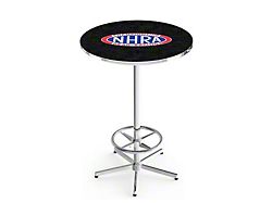 NHRA Drag Racing Pub Table; 42-Inch with 28-Inch Diameter Top; Chrome