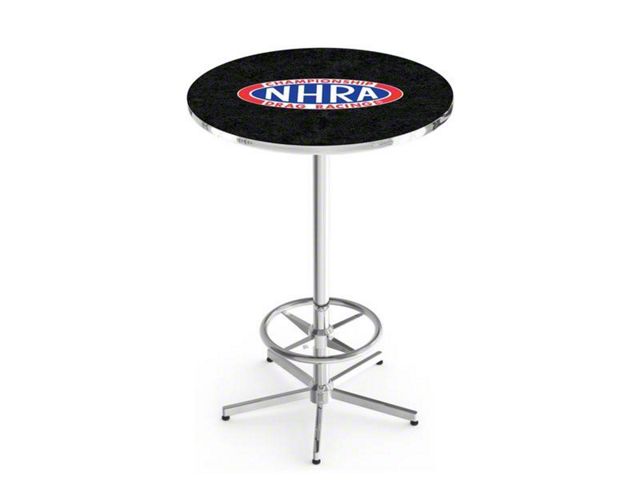 NHRA Drag Racing Pub Table; 42-Inch with 28-Inch Diameter Top; Chrome