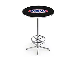 NHRA Drag Racing Pub Table; 42-Inch with 36-Inch Diameter Top; Chrome