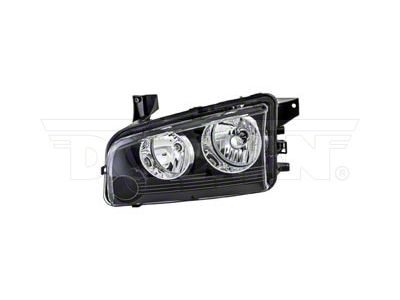 OE Style Headlight; Black Housing; Clear Lens; Driver Side (06-09 Charger w/ Factory Halogen Headlights)