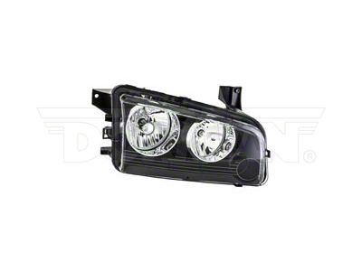 OE Style Headlight; Black Housing; Clear Lens; Passenger Side (06-09 Charger w/ Factory Halogen Headlights)