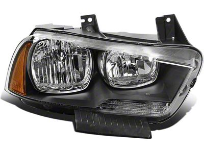 OE Style Headlight; Black Housing; Clear Lens; Passenger Side (11-14 Charger w/ Factory Halogen Headlights)