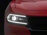 OE Style LED DRL Projector Headlights with Clear Corners; Black Housing; Clear Lens (15-23 Charger w/ Factory Halogen Headlights & LED DRL)