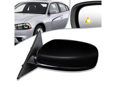 OE Style Powered Heated Memory Side Mirror with Blind Spot Detection; Black; Driver Side (11-14 Charger)