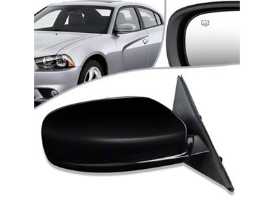 OE Style Powered Heated Memory Side Mirror; Black; Driver Side (11-14 Charger)