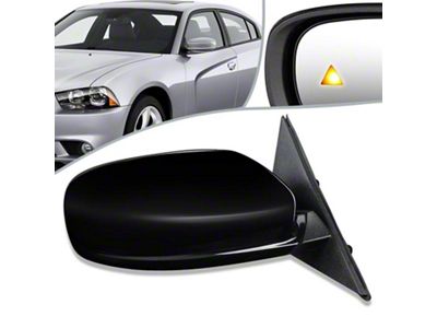 OE Style Powered Heated Memory Side Mirror with Blind Spot Detection; Black; Passenger Side (11-14 Charger)