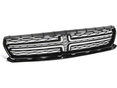 OE Style Wire Mesh Upper Replacement Grille; Matte Black with Chrome Moulding (15-23 Charger w/o Factory Hood Scoop)