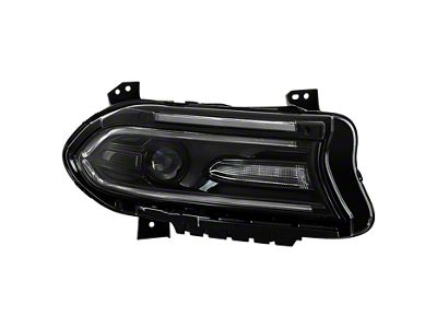 OEM Style Headlight with LED DRL; Driver Side; Black Housing; Clear Lens (15-19 Charger w/ Factory Halogen Headlights)