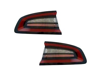 Outer Tail Lights; Black Housing; Red Clear Lens (15-19 Charger)