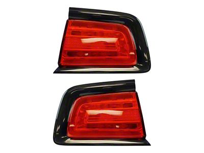 Outer Tail Lights; Chrome Housing; Red Lens (11-14 Charger)
