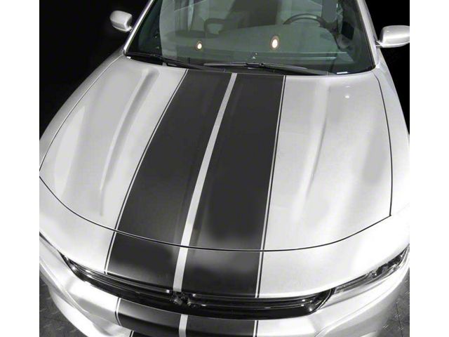 Over-The-Top Double Stripes with Pinstripes; Gloss Black (15-18 Charger)